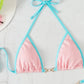 Women's Ribbed Triangle Thong Bikini Set Two Piece Swimsuit Bathing Suit
