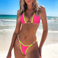 Women's Ribbed Triangle Thong Bikini Set Two Piece Swimsuit Bathing Suit
