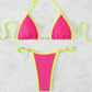 Women's Ribbed Triangle Thong Bikini Set Two Piece Swimsuit Bathing Suit