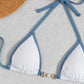 Women's Ribbed Triangle Thong Bikini Set Two Piece Swimsuit Bathing Suit