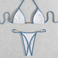 Women's Ribbed Triangle Thong Bikini Set Two Piece Swimsuit Bathing Suit