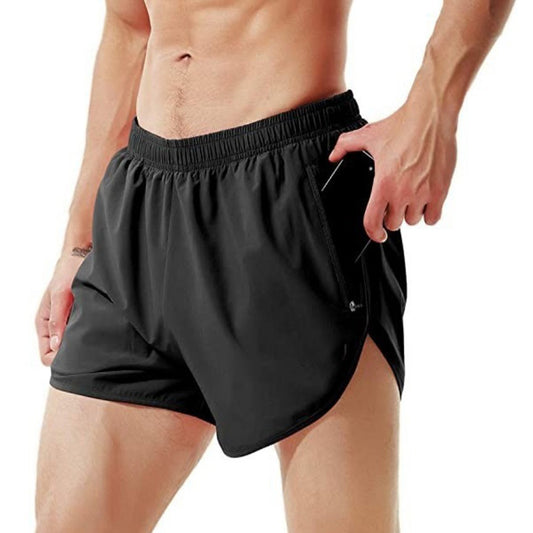 Men's Sports Workout Shorts Fitted Running Shorts for Men with Zipper Pockets
