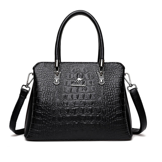 Women PU Leather Croc-Printed Handbag Ladies Office Shoulder Bag Crossbody Bag