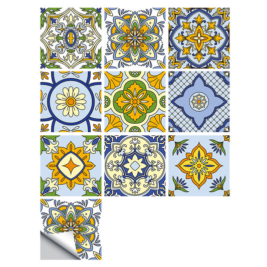 10Pcs Mandala Pattern Tile Wall Stickers for Kitchen Bathroom