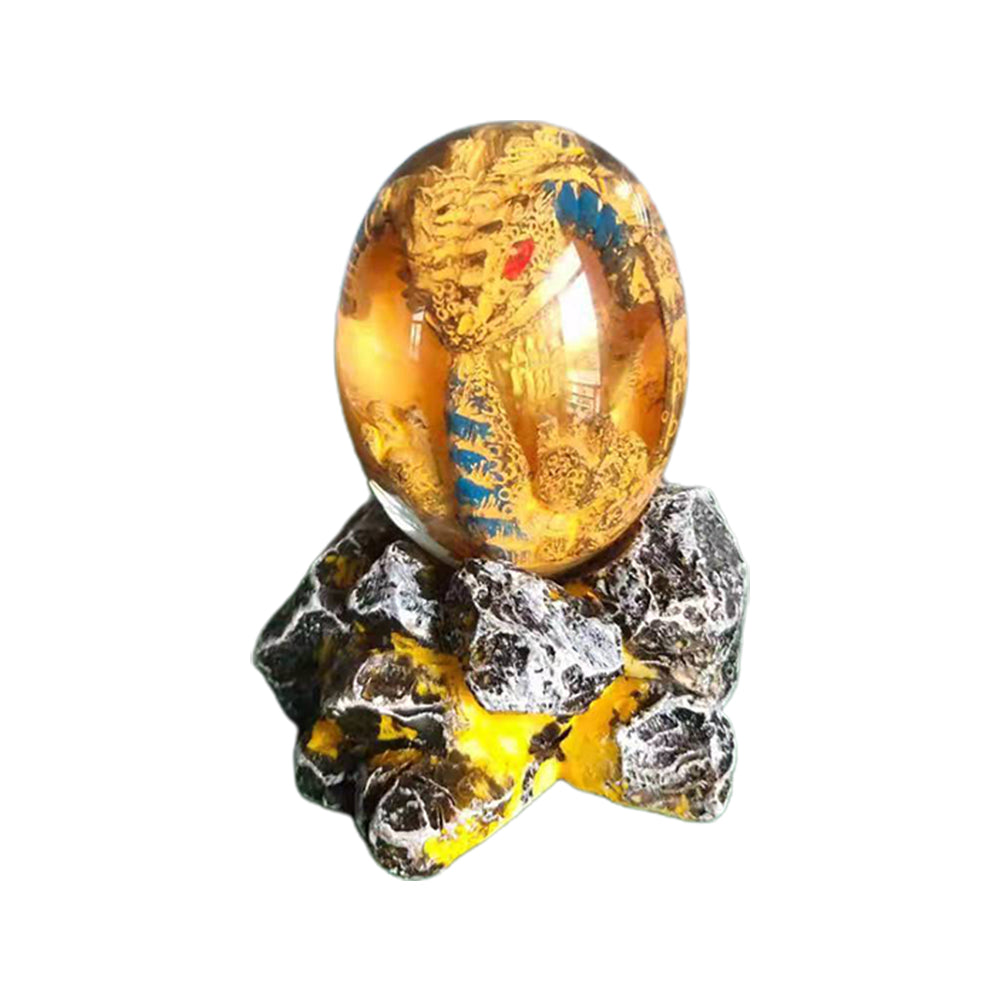 Resin Transparent Lava Dragon Egg Sculpture Decor