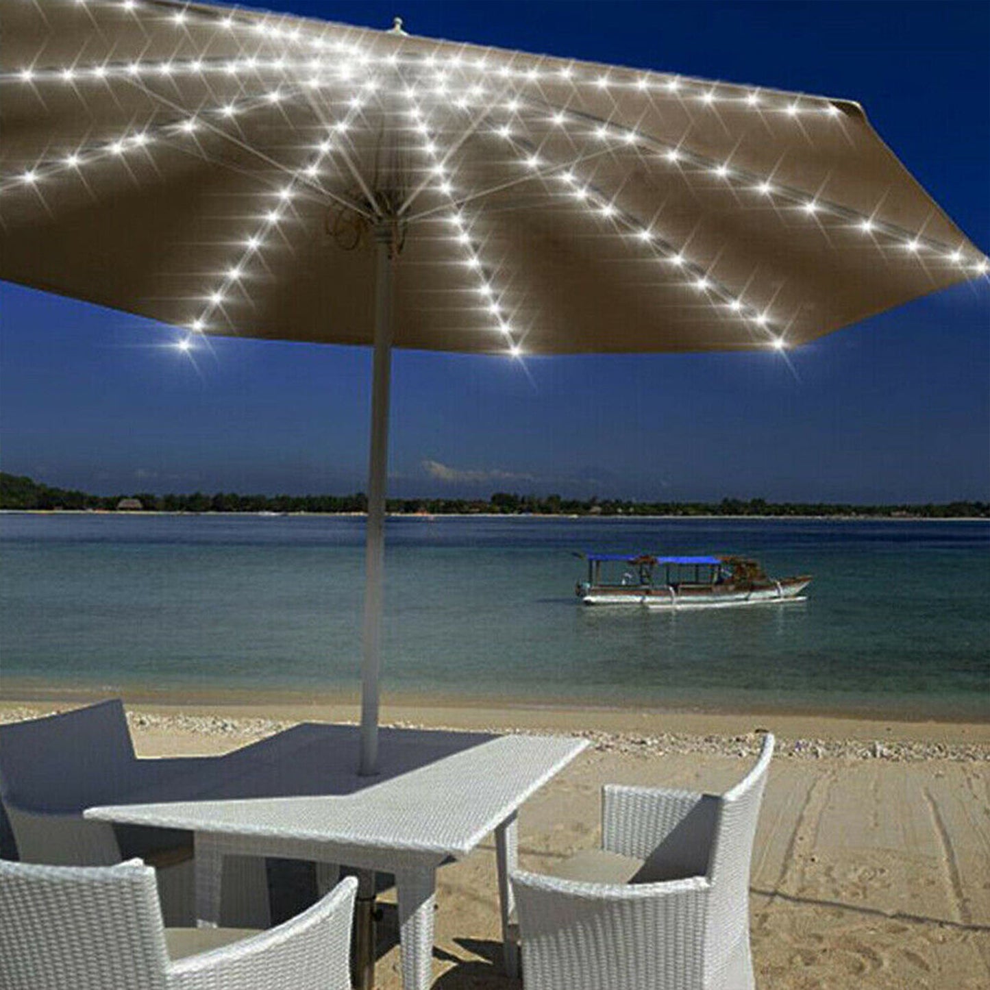 104 LED Solar Patio Umbrella String Lights