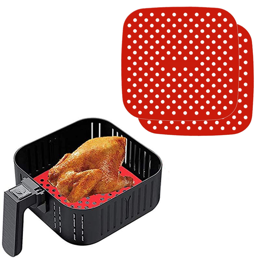 2-Pack 7.5/8.5 Inch Square Non-Stick Air Fryer Mat for Frying