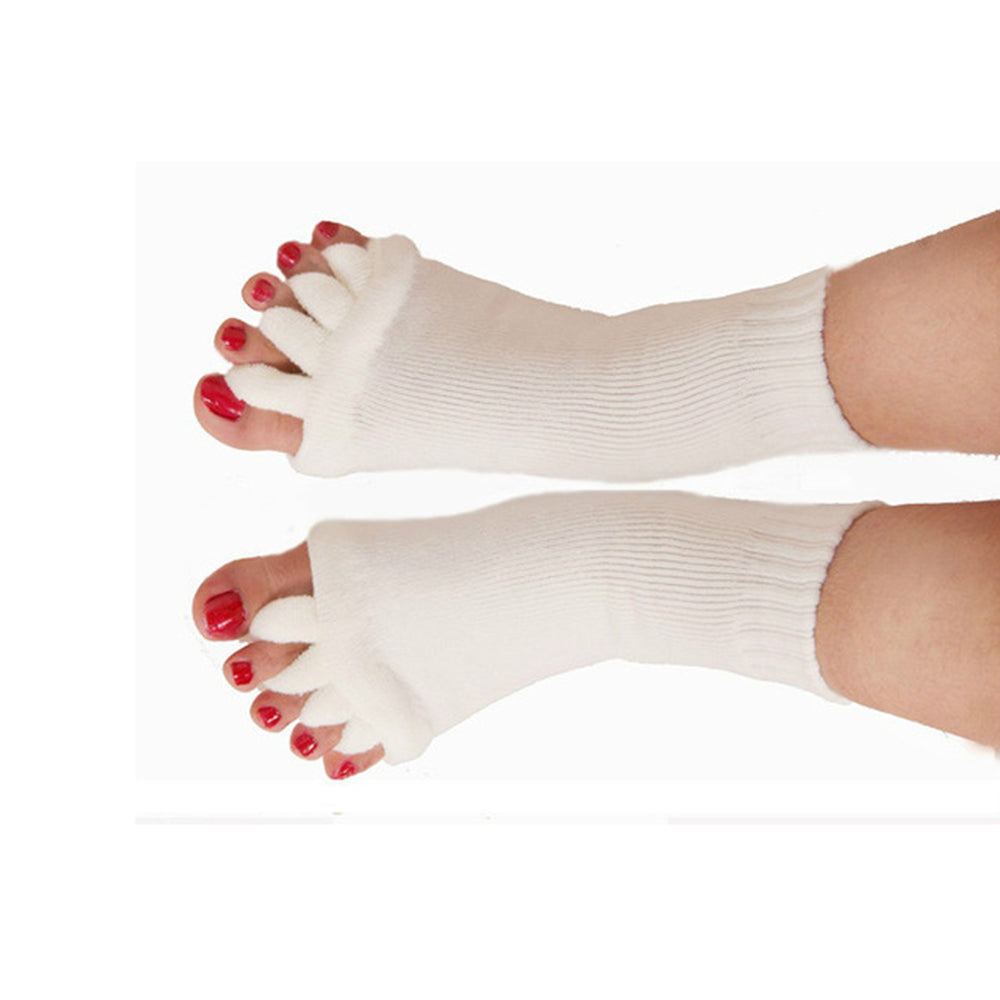 2 Pairs Ble Toe Foot Alignment Socks-Black & White