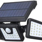 74LED Solar Powered 3 Heads Wide Angle Illumination IP65 Waterproof Wall Light