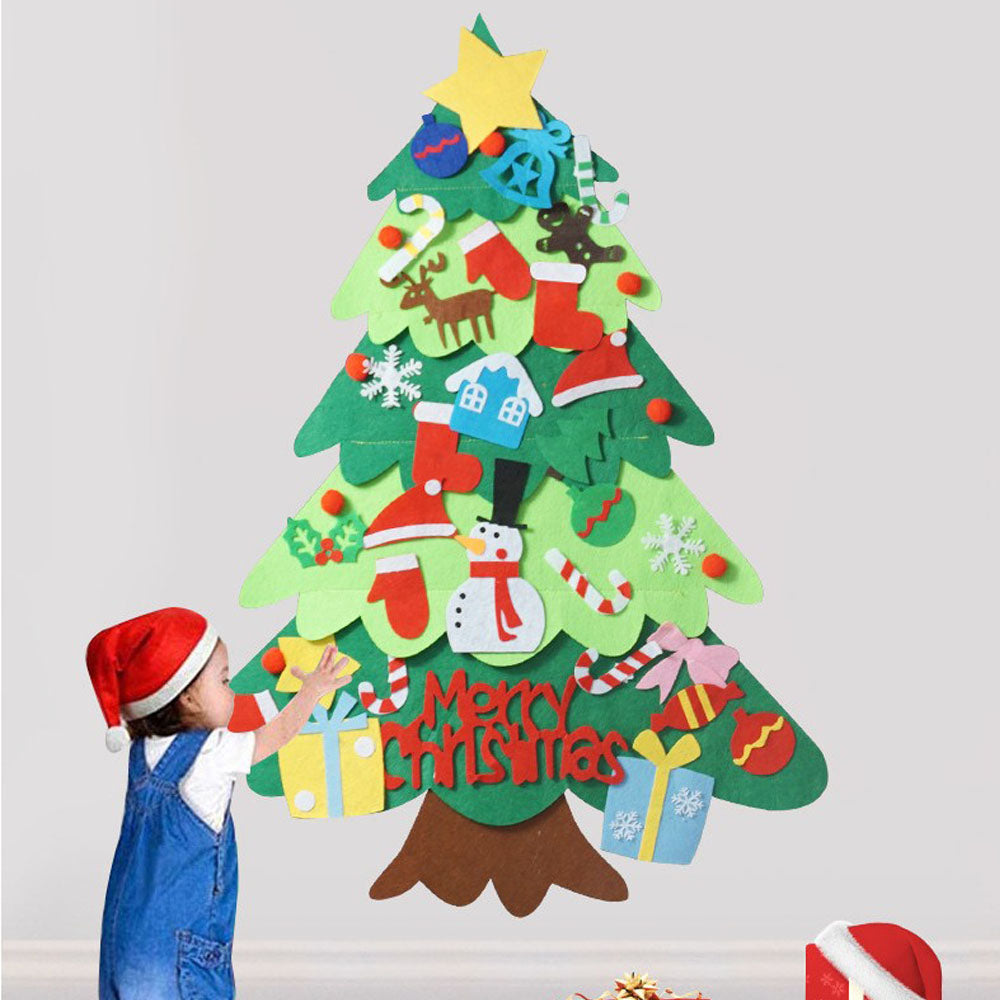 2Pcs DIY Felt Xmas Tree Christmas Ornaments Set for Kids