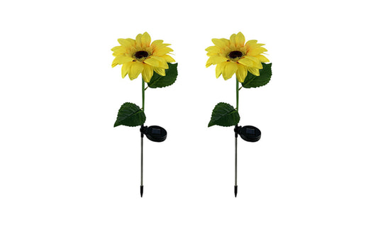 2Pcs 8LED Solar Powered Simulation Sunflower Lights