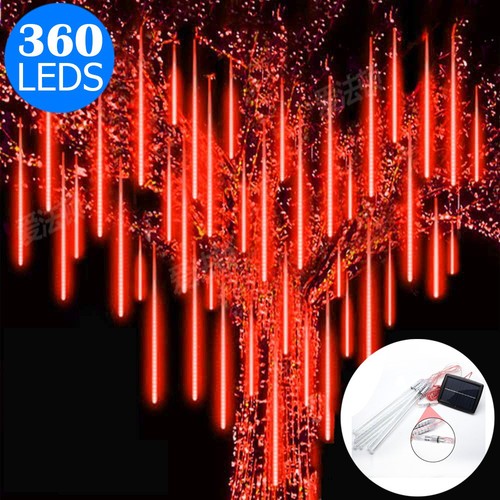 10 Tube 360 LED Solar Powered Waterproof Falling Rain Fairy String Lights