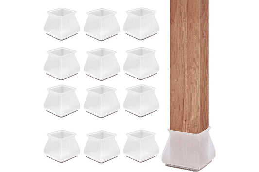 32-Pack Silicone Chair Leg Floor Protectors with Felt(White/Square)