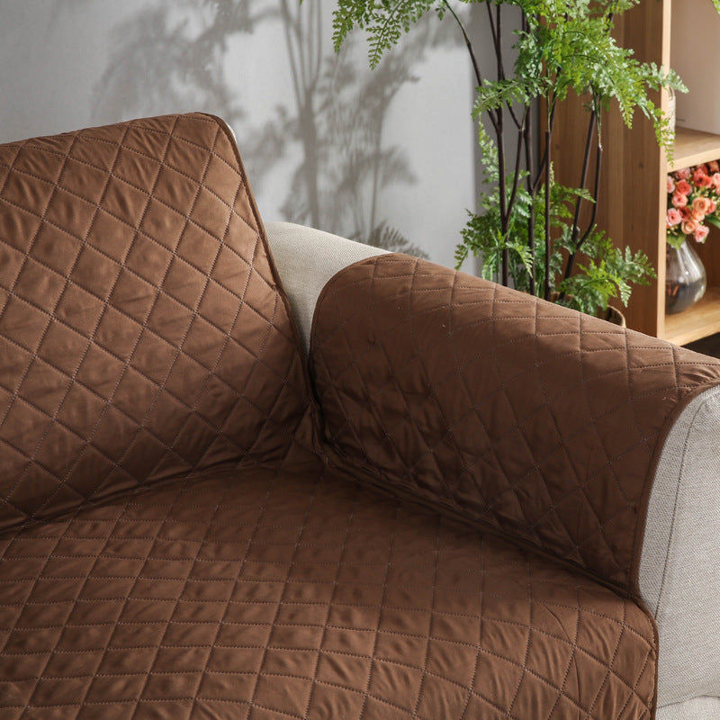 Quilted Sofa Cover-Brown