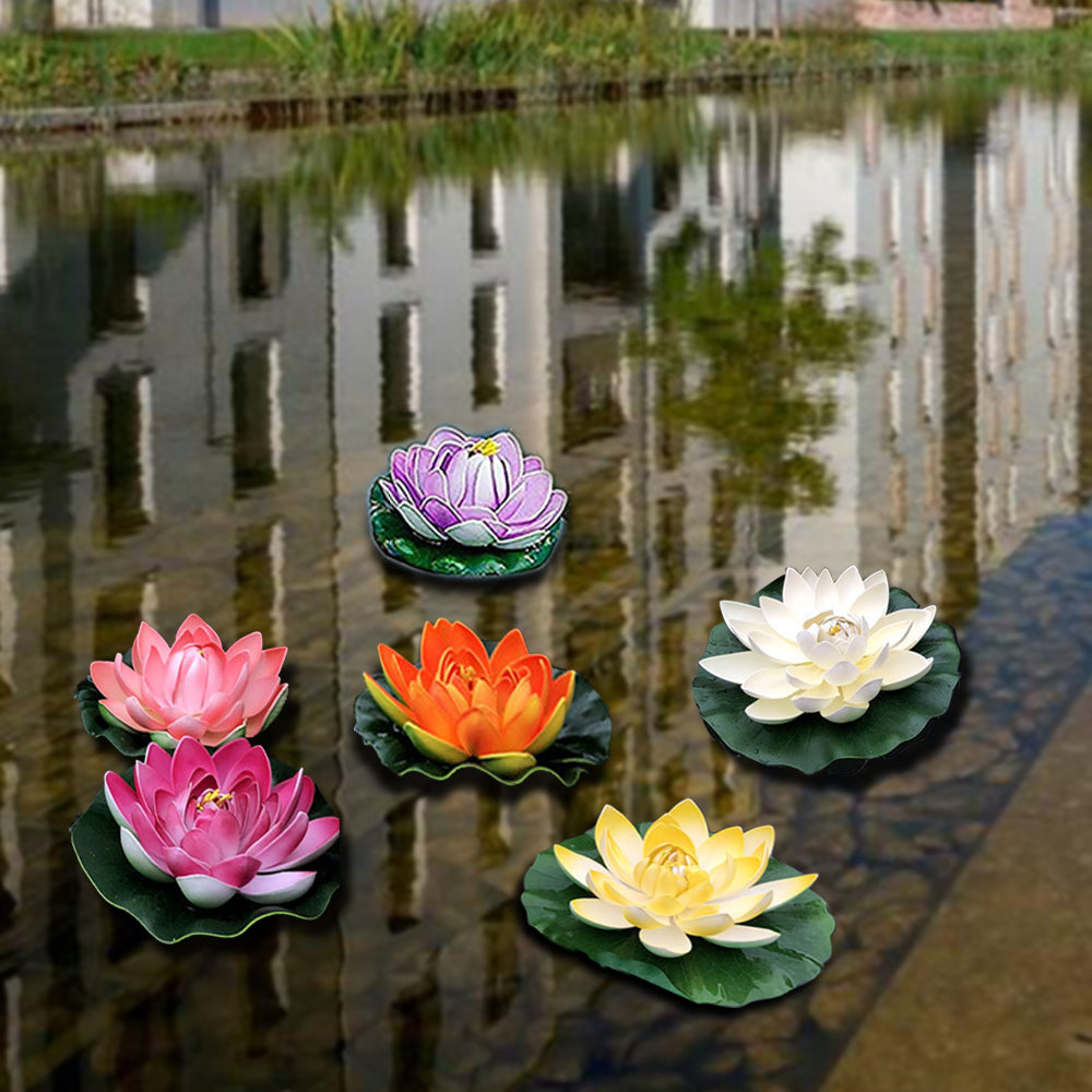 6Pcs Artificial Floating Lotus Flowers Pool Decoration