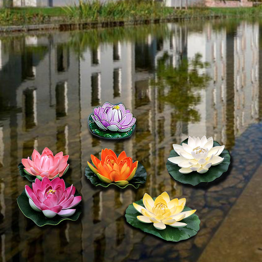 6Pcs Artificial Floating Lotus Flowers Pool Decoration
