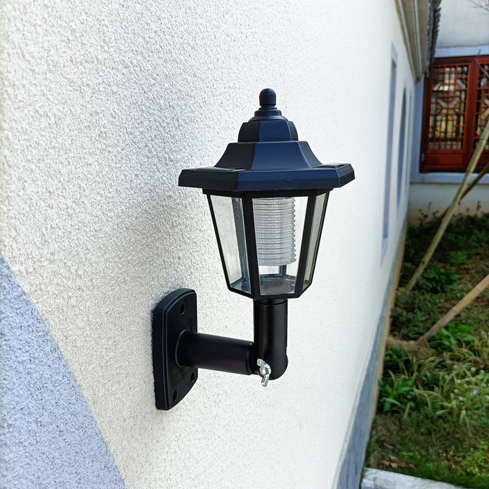 2-Pack Hexagonal Solar Light Outdoor LED Solar Sconce Retro Solar Wall Light