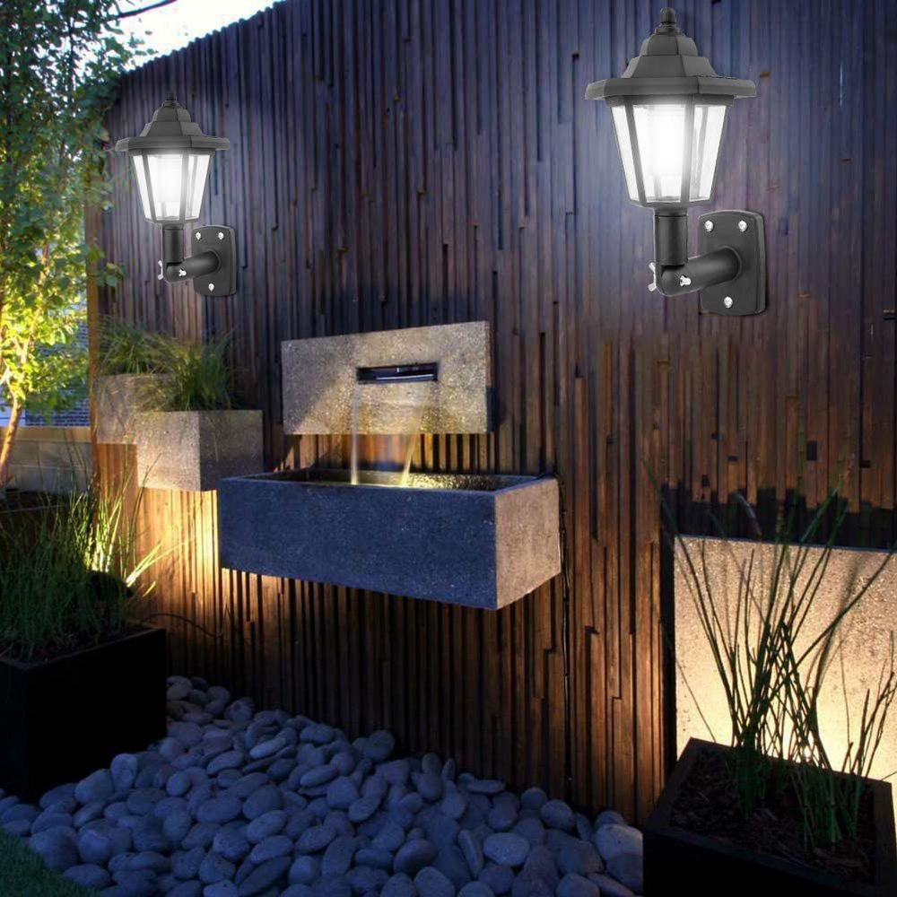 2-Pack Hexagonal Solar Light Outdoor LED Solar Sconce Retro Solar Wall Light