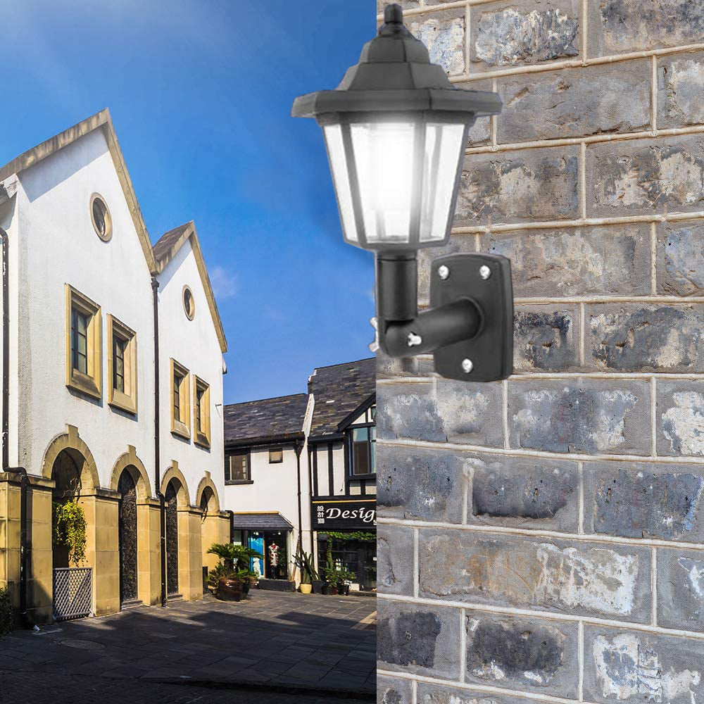 2-Pack Hexagonal Solar Light Outdoor LED Solar Sconce Retro Solar Wall Light