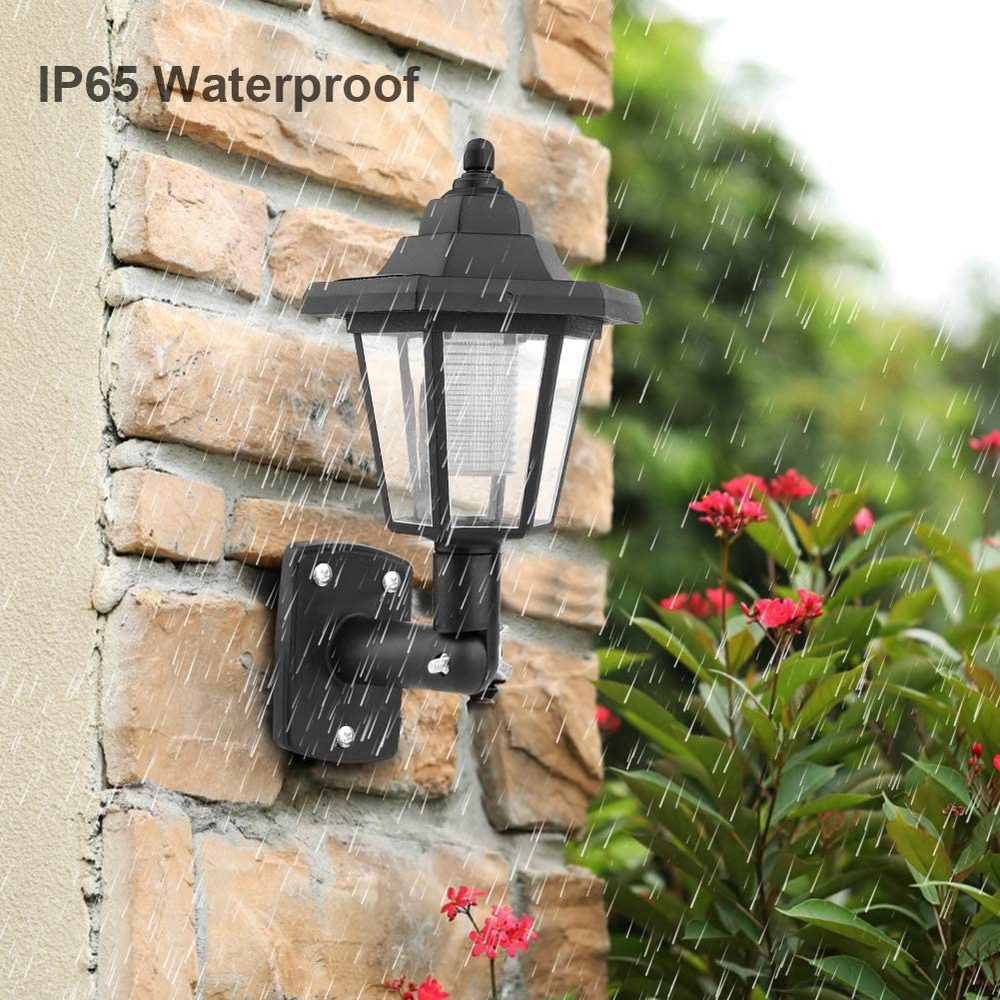 2-Pack Hexagonal Solar Light Outdoor LED Solar Sconce Retro Solar Wall Light