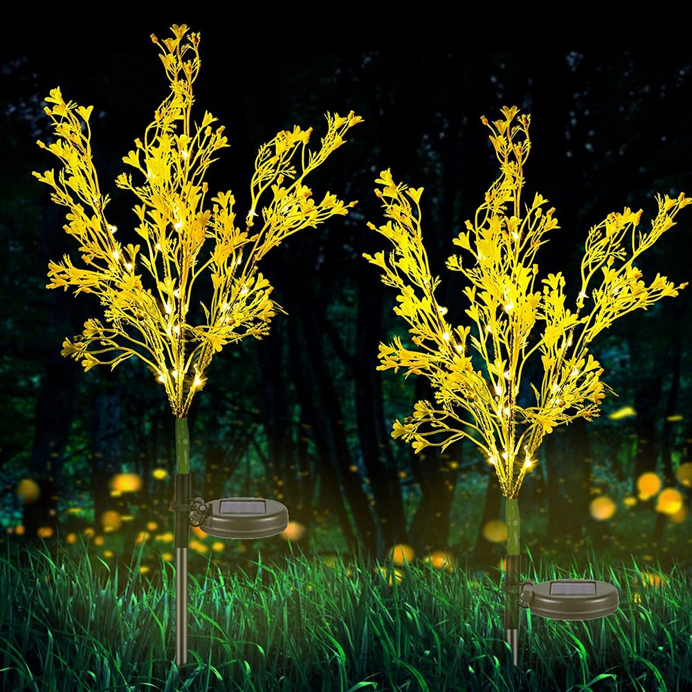 2Pcs Aritificial Solar Canola Flowers Lights Outdoor Garden Decor