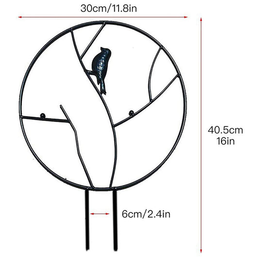 Potted Plant Support Frame Decor Round Metal Trellis For Climbing Plants -Bird