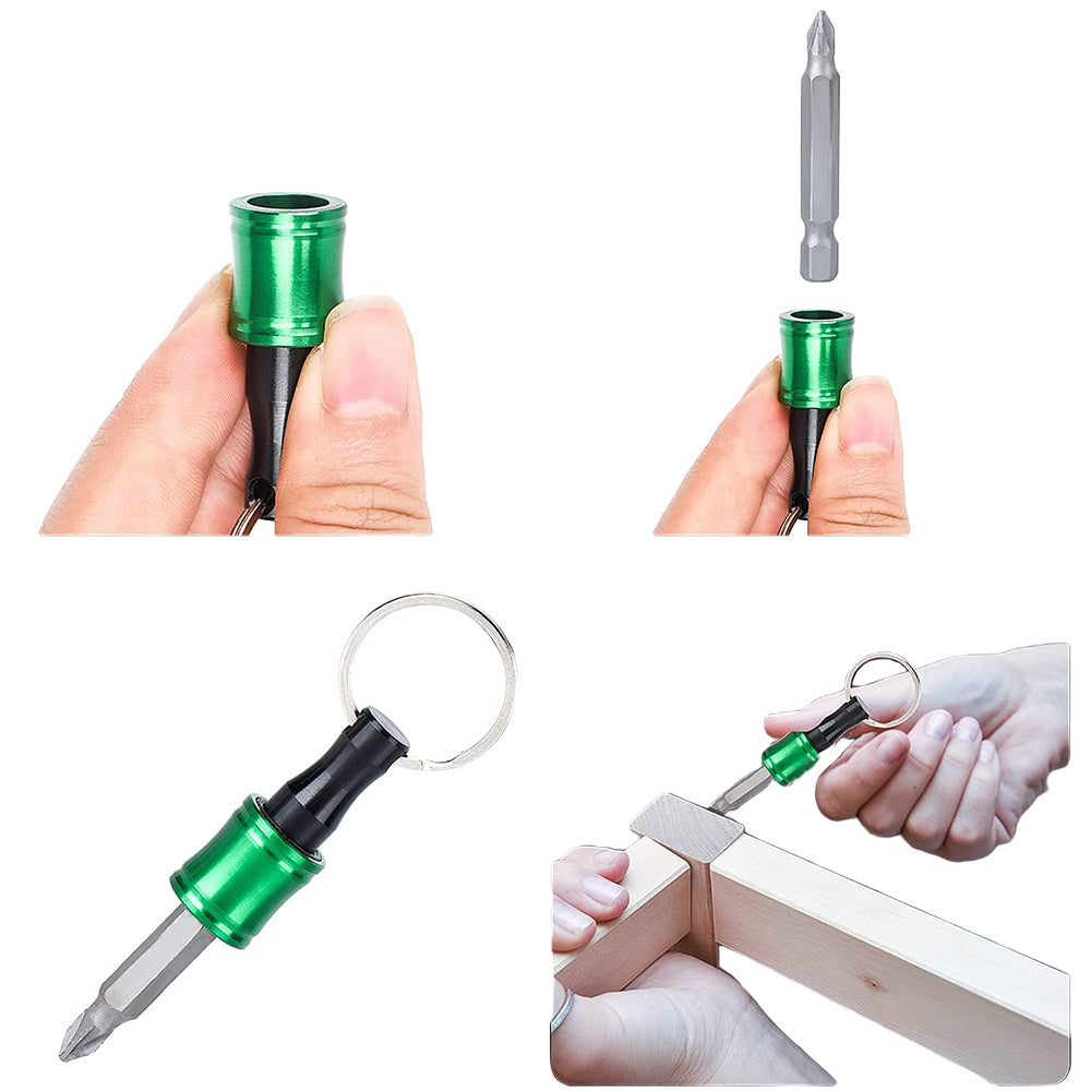 6 in 1 Set Hex Shank Screwdriver Drill Bit Holder Extension Quick Release Keychain