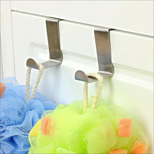 12Pcs Stainless Steel Over Door Cabinet Drawer Hooks Towel Coat Hooks