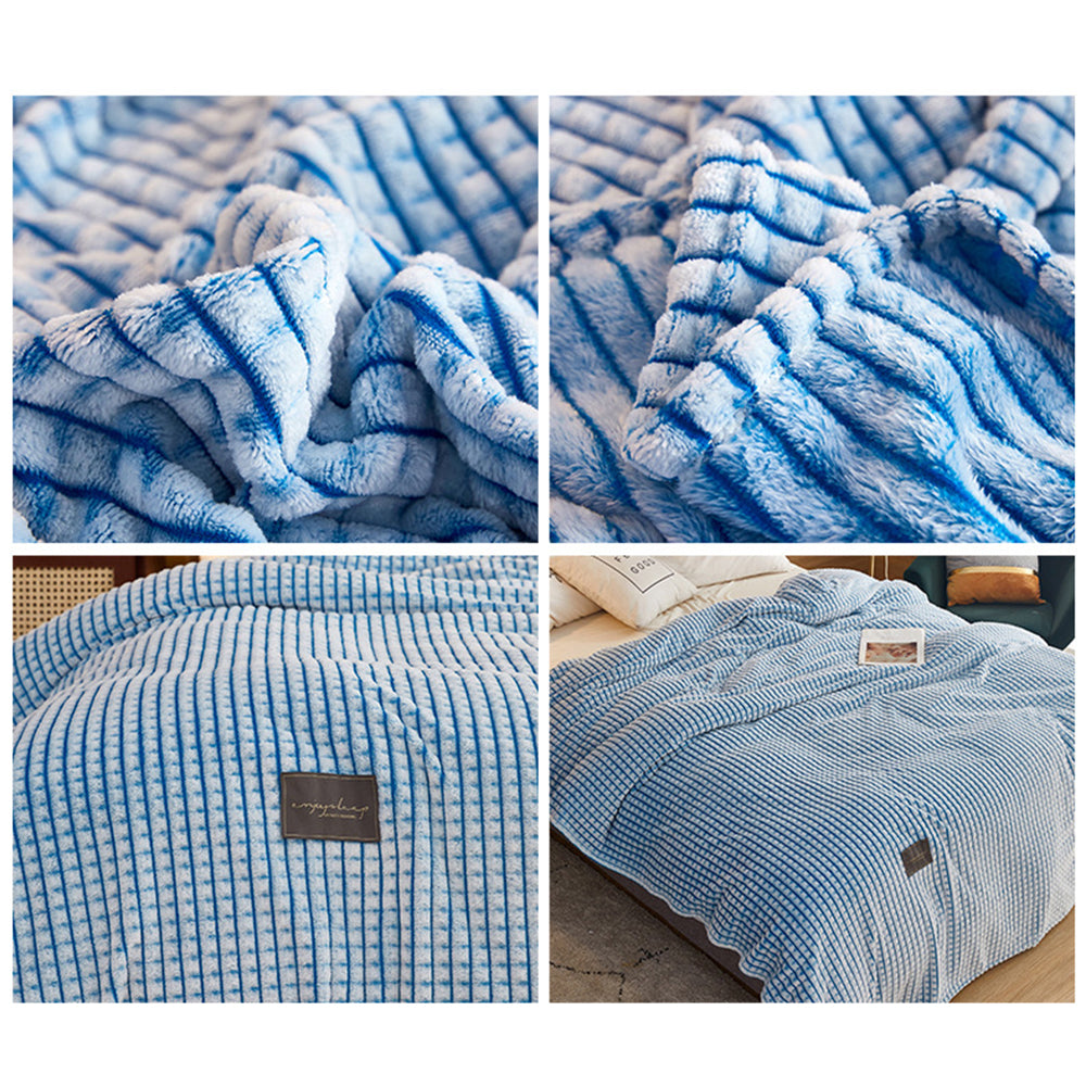 Reversible Plush Sofa Bed Blanket-Blue