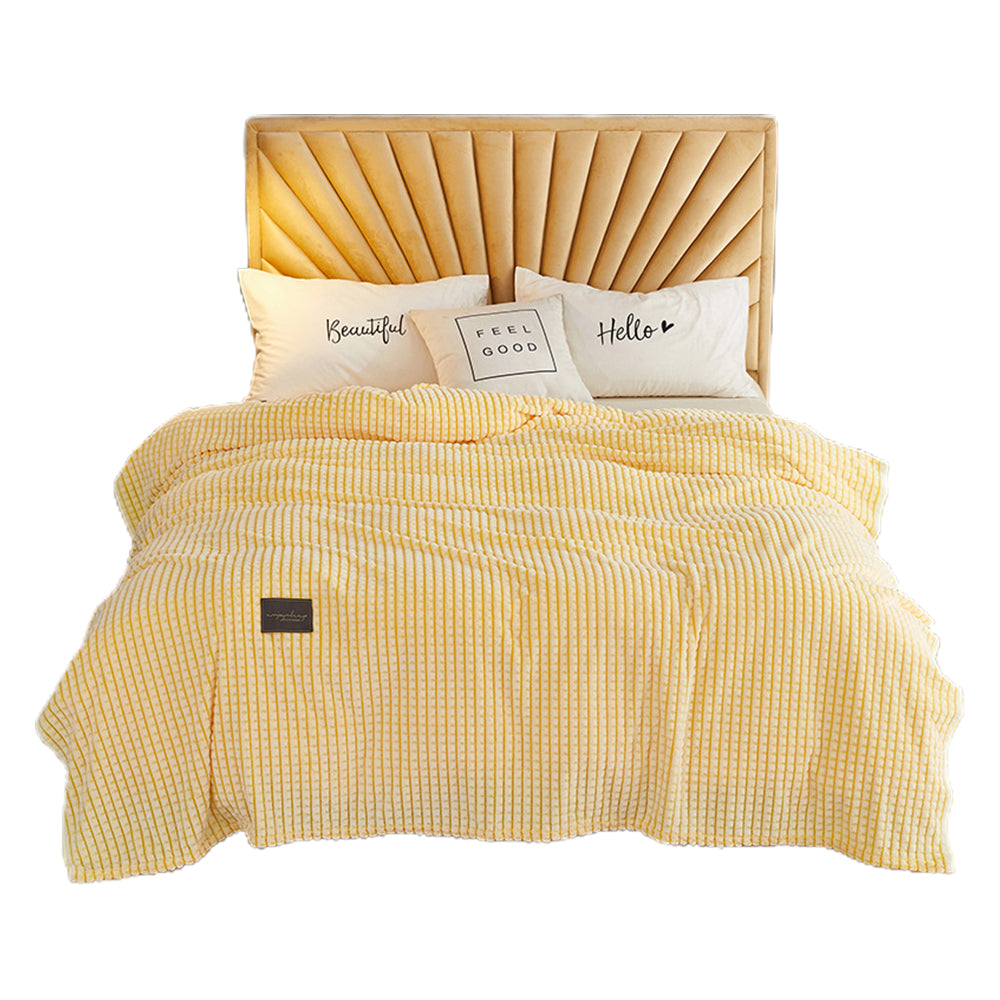 Reversible Plush Sofa Bed Blanket-Yellow