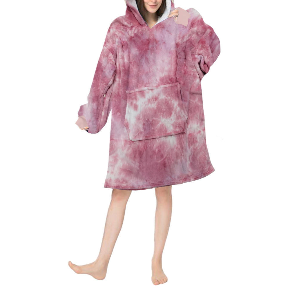 Dye Unisex Hoodie Blanket Hooded Oversized Wearable Throw Blanket