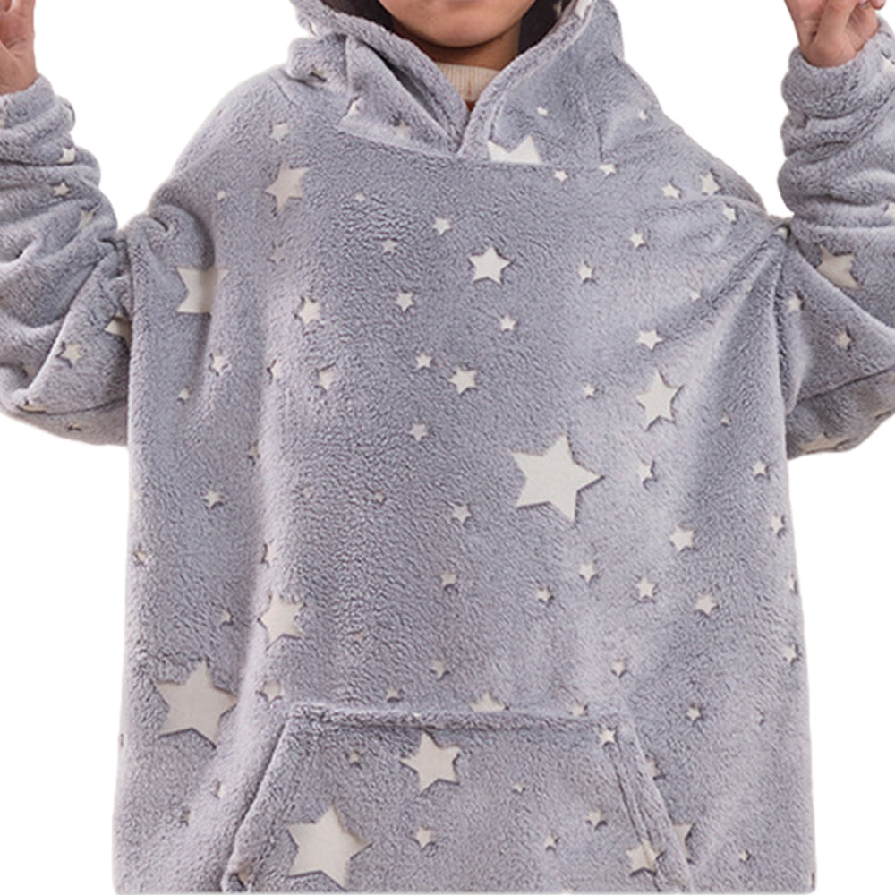 Kid Luminous Hoodie Glow-In-Dark Oversized Wearable Blanket