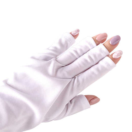 Two Pairs of Anti UV Gloves UV Shield Gloves Fingerless Manicure Nail Tool