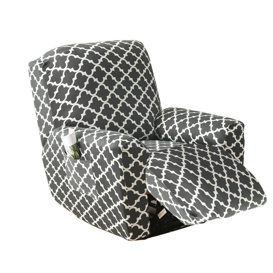 Stretch Recliner Cover-Grey Plaid