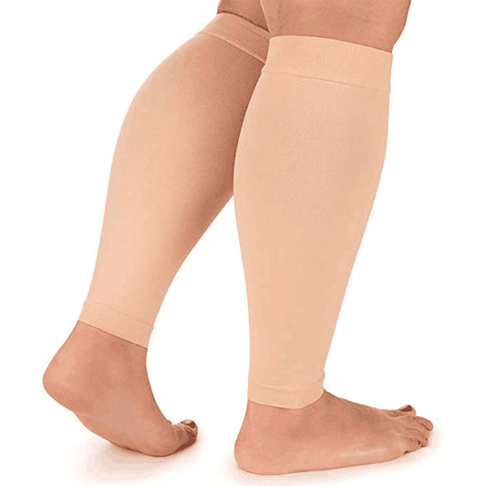 Pair of Plus Size Sport Compression Support Calf Sleeve-Nude