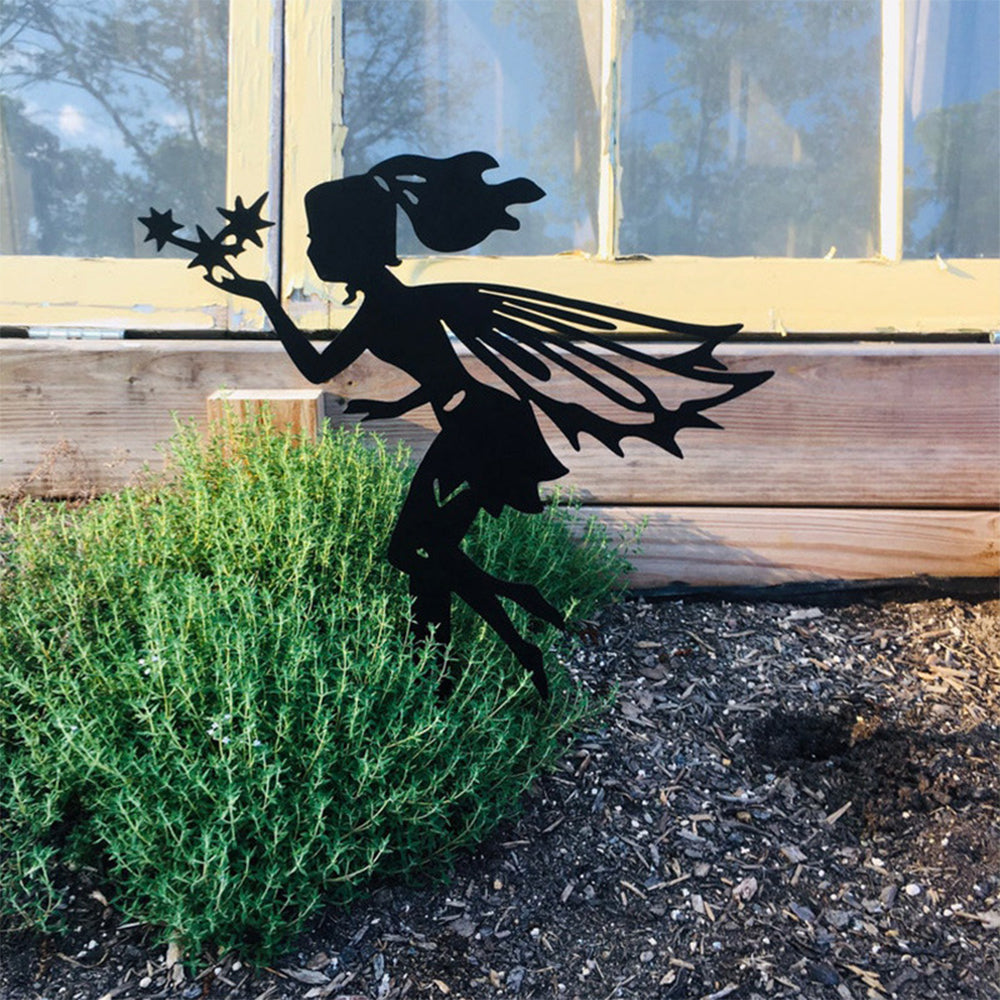 Metal Fairy Silhouette Garden Statue