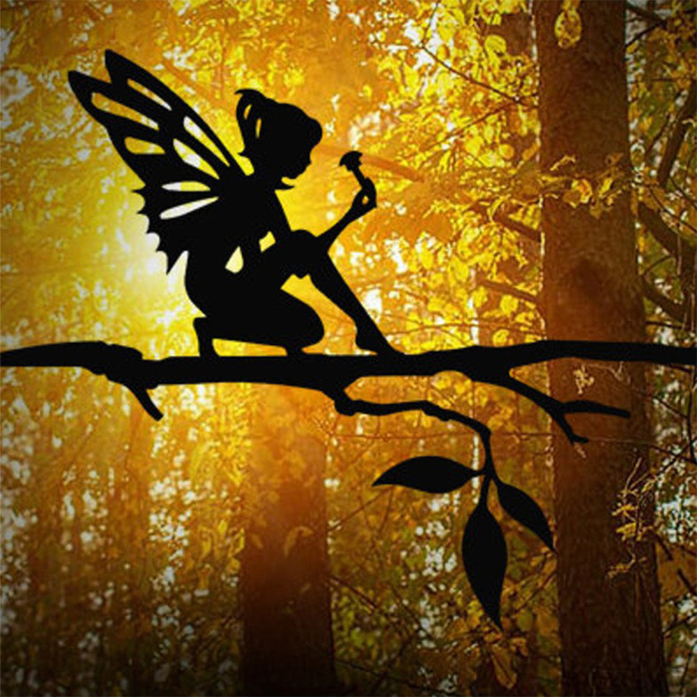 Metal Fairy Silhouette Garden Statue