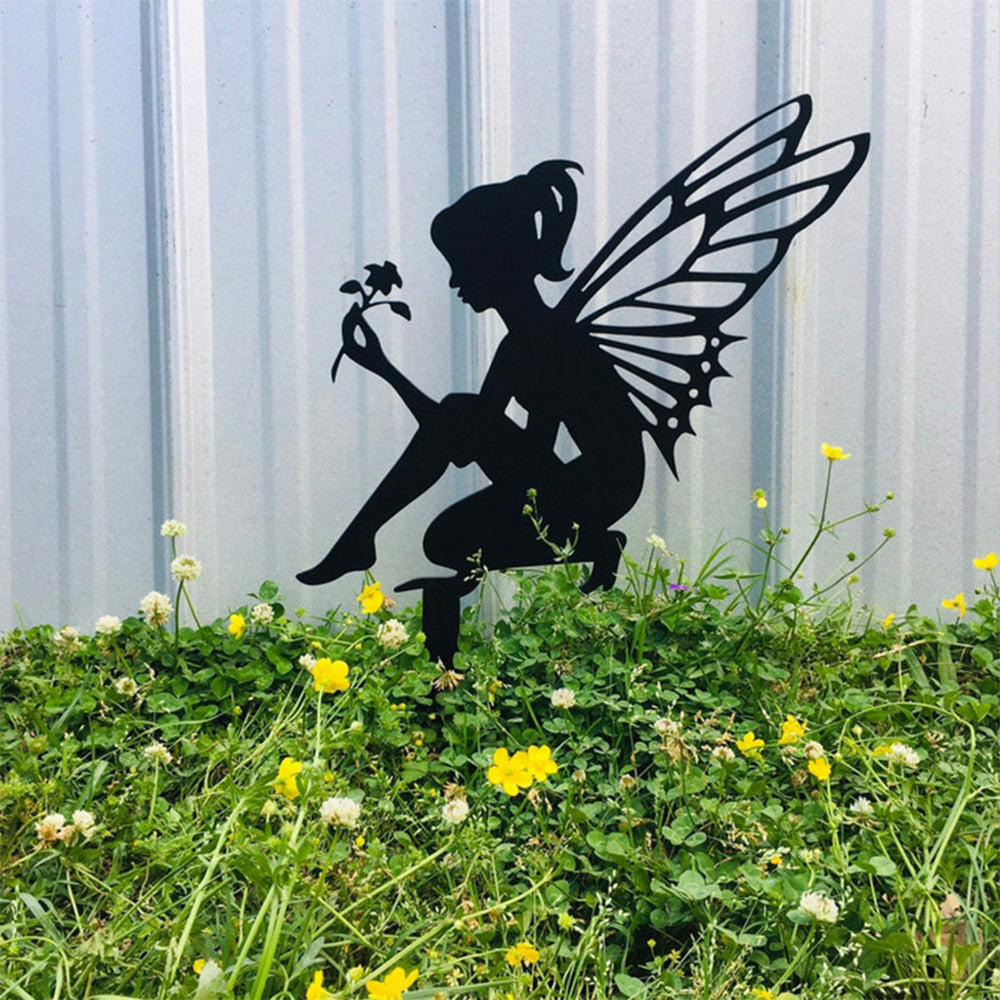 Metal Fairy Silhouette Garden Statue