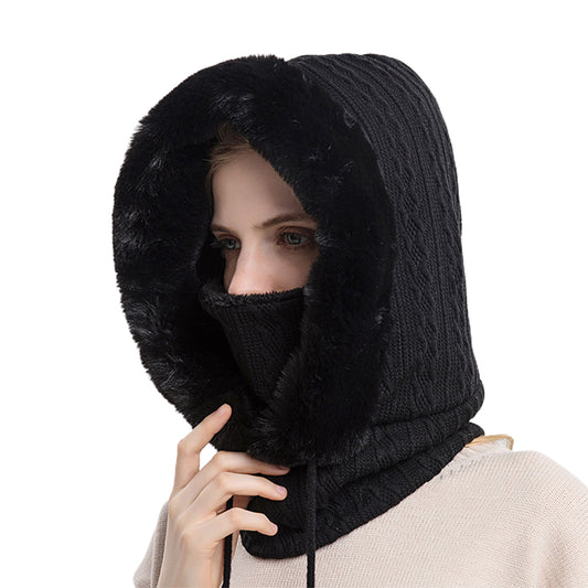 Women Winter Neck Warmer Hat Hooded Ski Snood Scarf Ski Face Mask