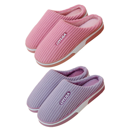Women Winter Plush Slippers Thick Sole Warm Shoes Home Slippers