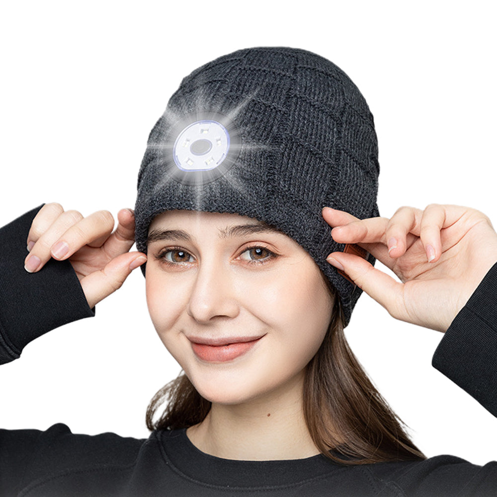 Bluetooth Beanie Hat with Lights Wireless Stereo Headphone