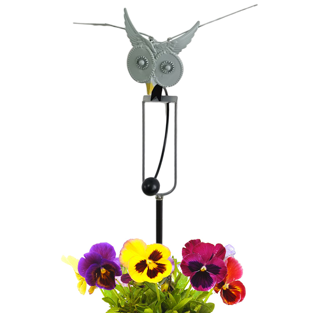 Metal Swing Animal Garden Statues Yard Stakes Flower Bed Decor Owl