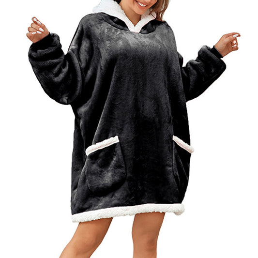 Sherpa Hoodie Blanket Hooded Blanket Oversized Wearable Throw Blanket
