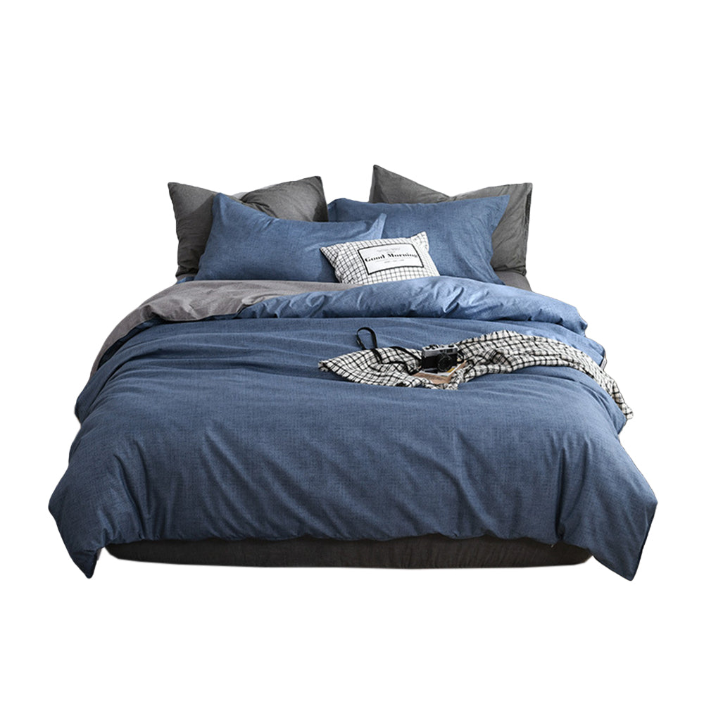 Single Double Queen King Quilt Cover Bedding Set-Blue