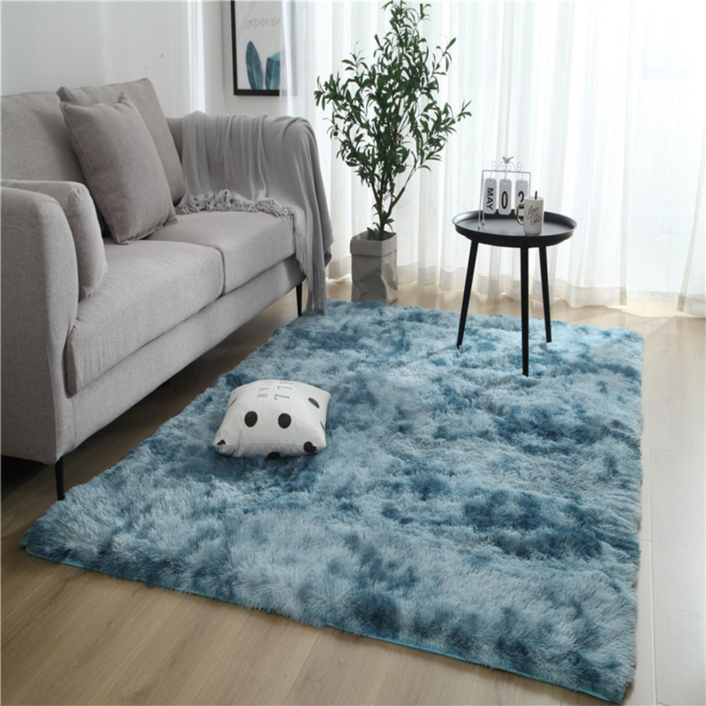 Dye Fluffy Plush Rug Floor Carpet Floor Mat Bedroom Decor Home Decoration-Blue