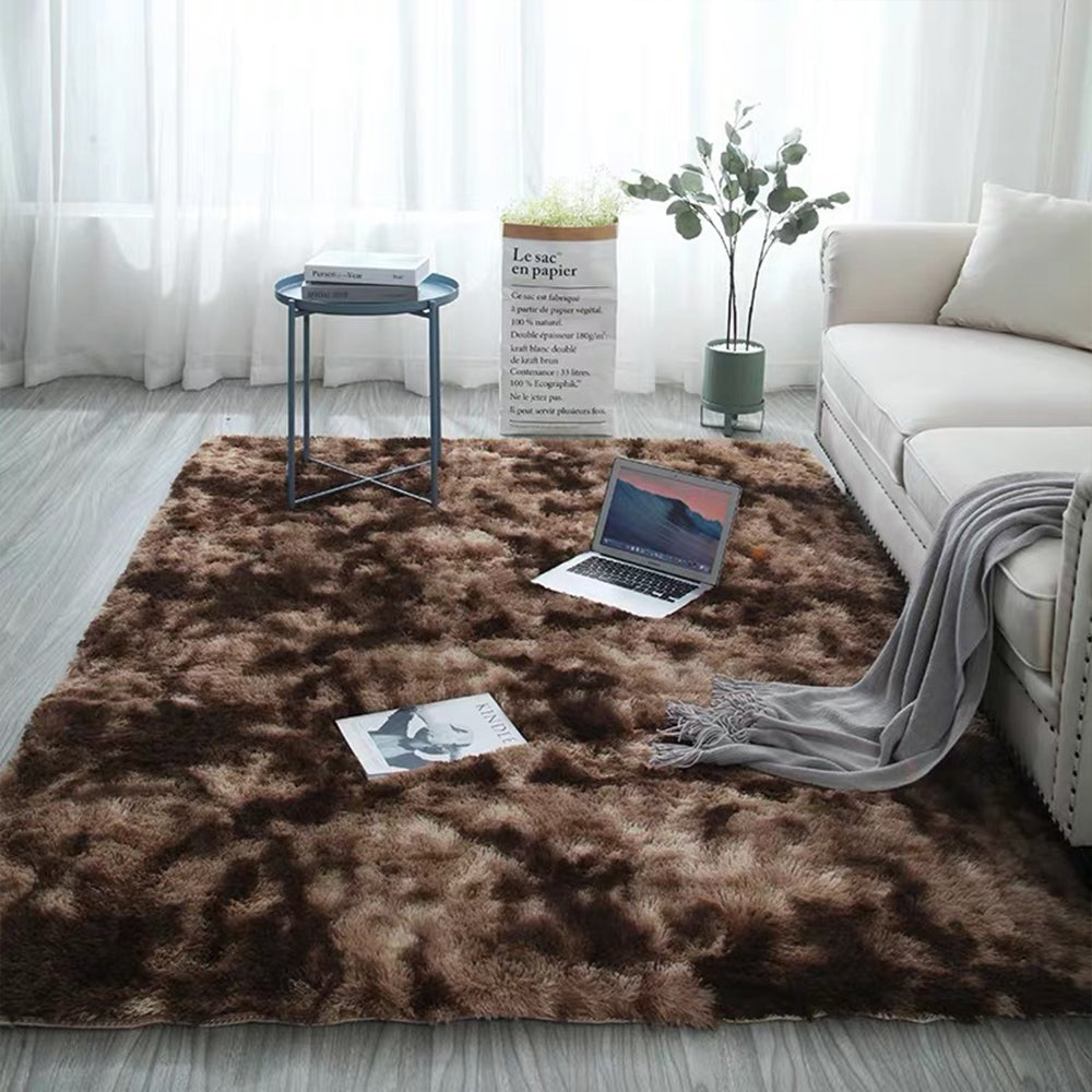 Dye Fluffy Plush Rug Floor Carpet Floor Mat Bedroom Decor Home Decoration-Brown