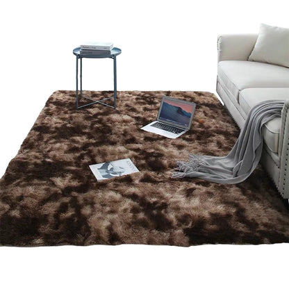 Dye Fluffy Plush Rug Floor Carpet Floor Mat Bedroom Decor Home Decoration-Brown