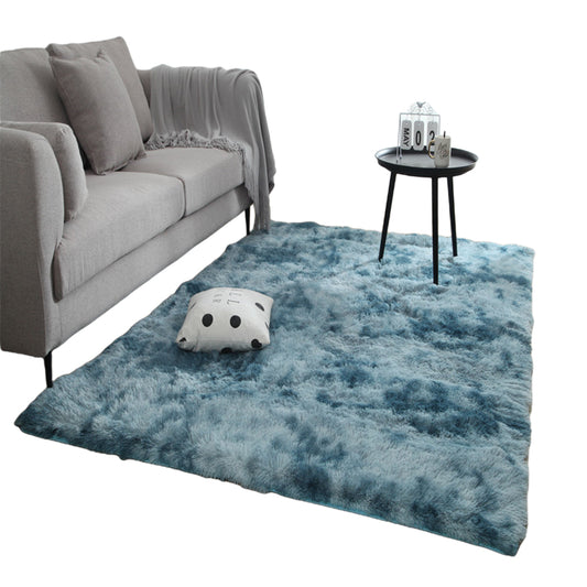 Dye Fluffy Plush Rug Floor Carpet Floor Mat Bedroom Decor Home Decoration-Blue