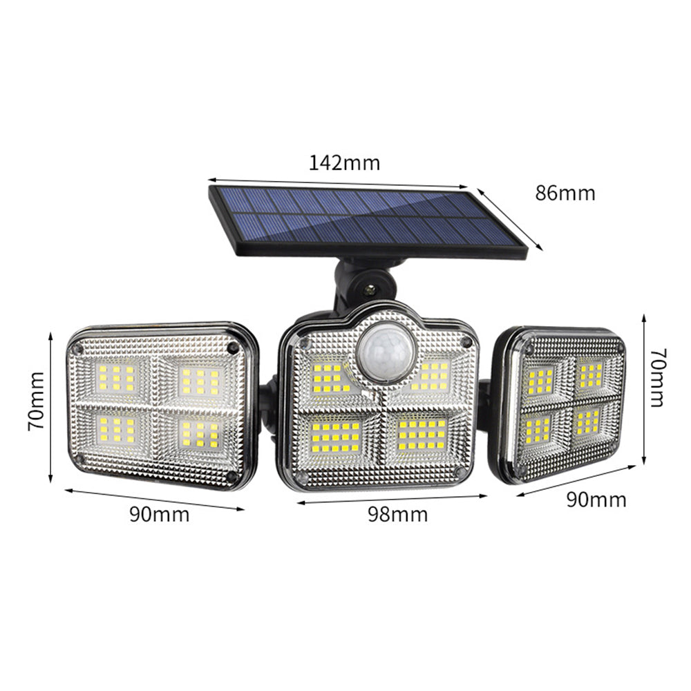 122LED Lights 3 Rotatable Heads Motion Sensor Solar Lights with Remote Control-TY07504