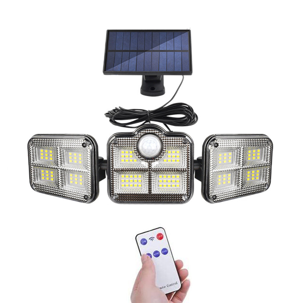 122LED Lights 3 Rotatable Heads Motion Sensor Solar Lights with Remote Control-TY07508